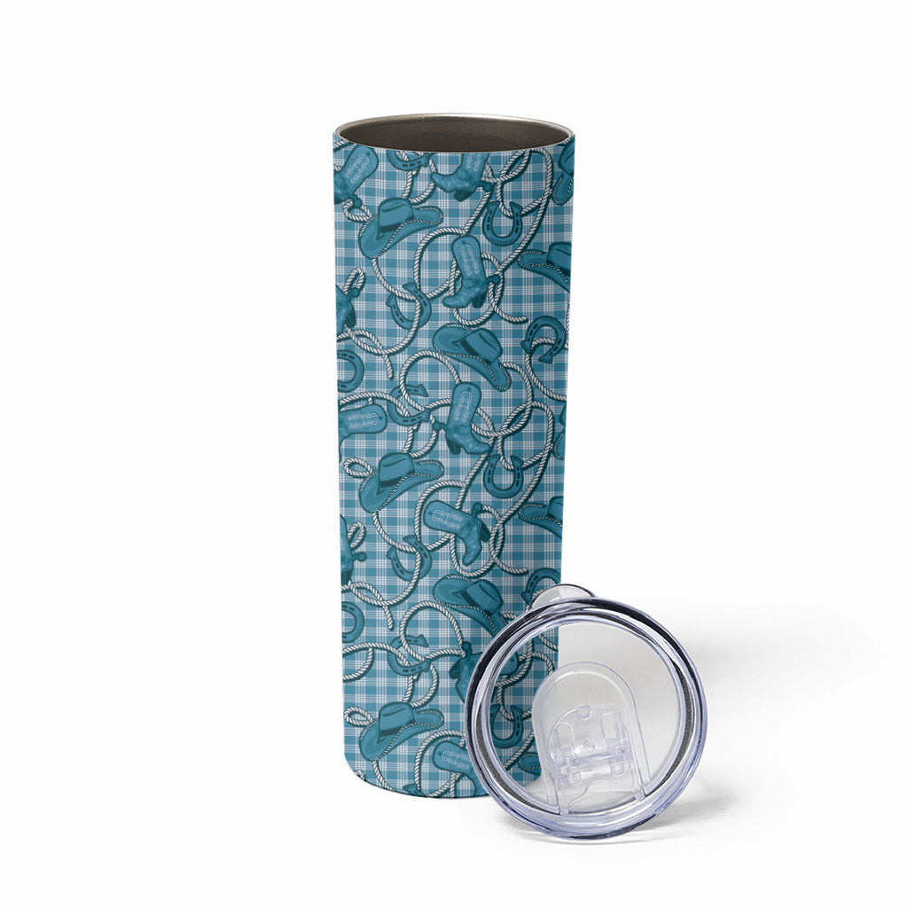 Blue Hawaii Palaka Cowboy Skinny Tumbler Hawaiian Paniolo Festival Spirit