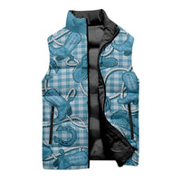 Blue Hawaii Palaka Cowboy Sleeveless Puffer Jacket Hawaiian Paniolo Festival Spirit