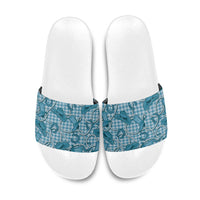 Blue Hawaii Palaka Cowboy Slide Sandals Hawaiian Paniolo Festival Spirit