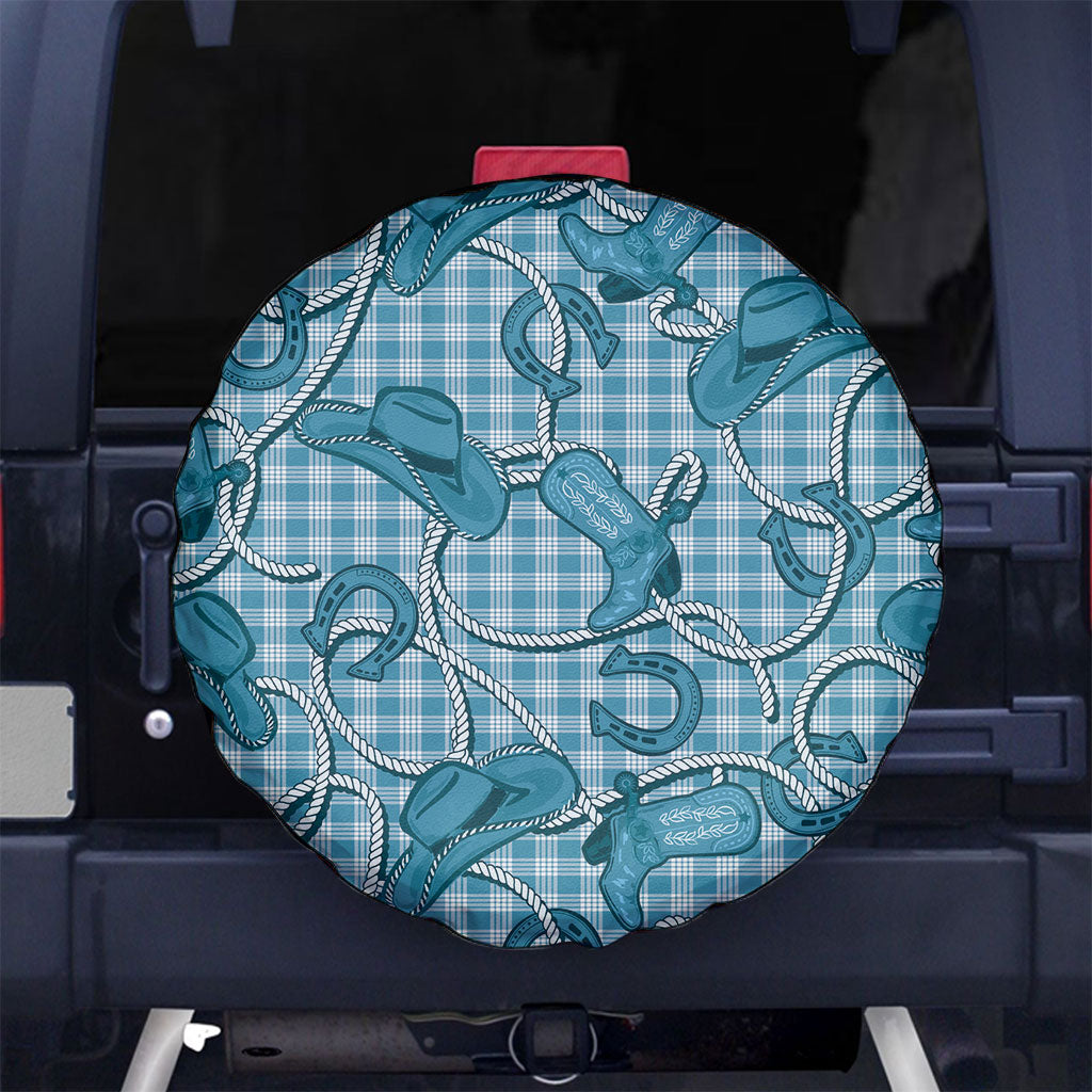 Blue Hawaii Palaka Cowboy Spare Tire Cover Hawaiian Paniolo Festival Spirit LT19 No hole Blue - Polynesian Pride