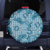 Blue Hawaii Palaka Cowboy Spare Tire Cover Hawaiian Paniolo Festival Spirit