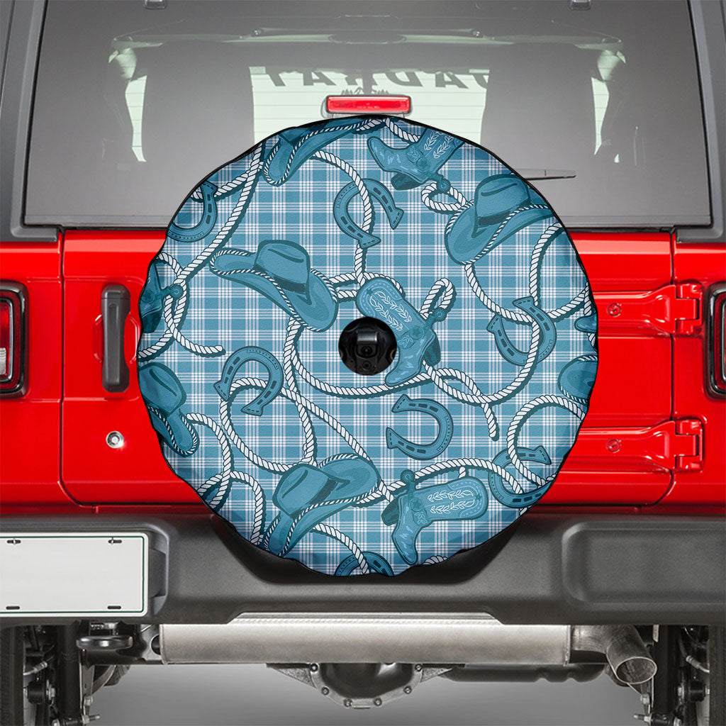Blue Hawaii Palaka Cowboy Spare Tire Cover Hawaiian Paniolo Festival Spirit