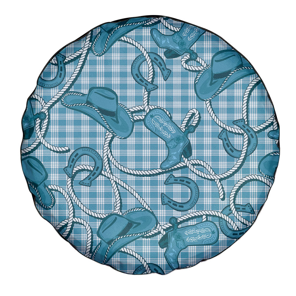Blue Hawaii Palaka Cowboy Spare Tire Cover Hawaiian Paniolo Festival Spirit