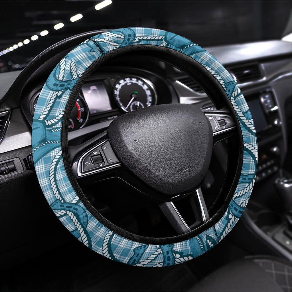 Blue Hawaii Palaka Cowboy Steering Wheel Cover Hawaiian Paniolo Festival Spirit