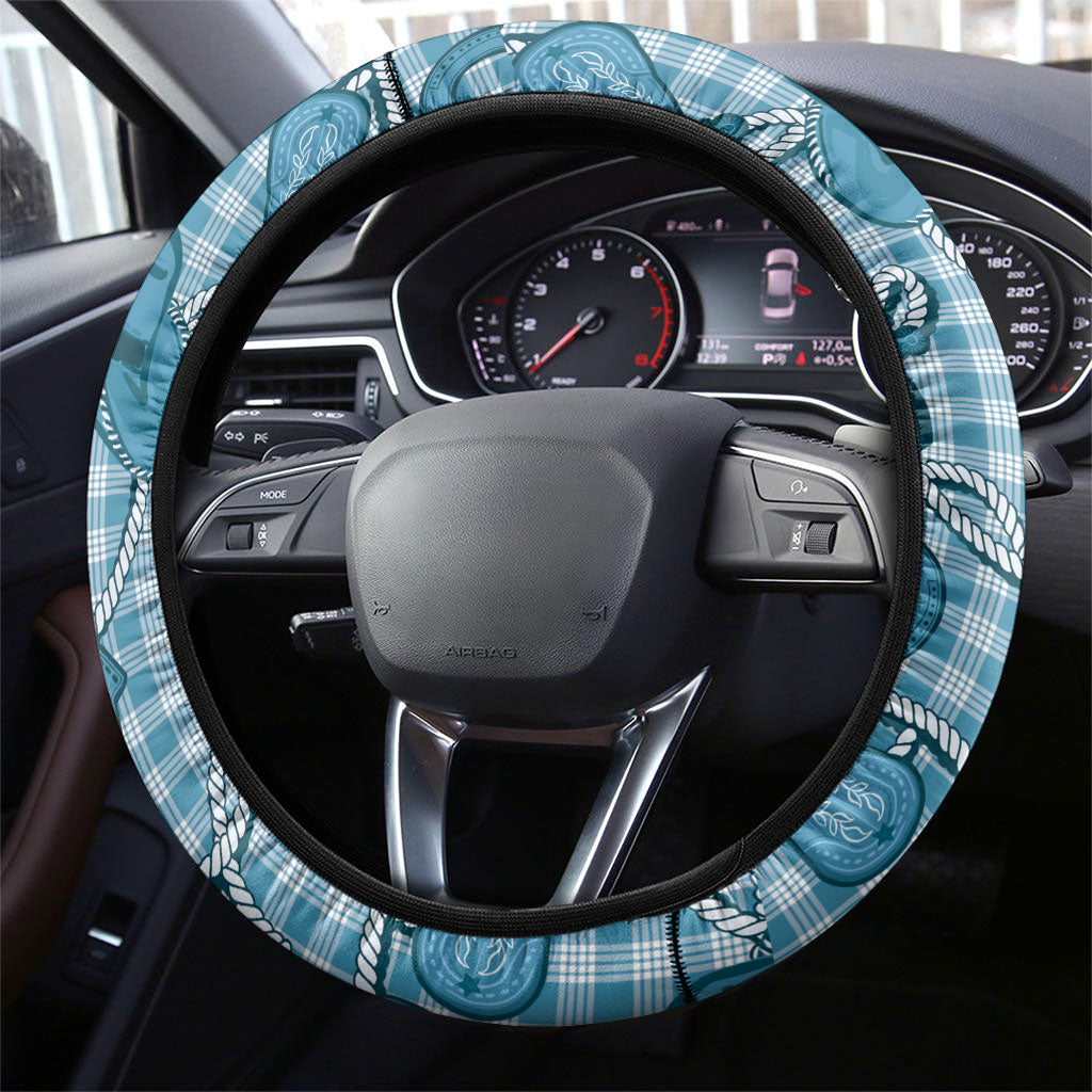 Blue Hawaii Palaka Cowboy Steering Wheel Cover Hawaiian Paniolo Festival Spirit