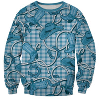 Blue Hawaii Palaka Cowboy Sweatshirt Hawaiian Paniolo Festival Spirit