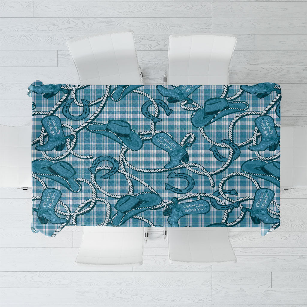 Blue Hawaii Palaka Cowboy Tablecloth Hawaiian Paniolo Festival Spirit LT19 Blue - Polynesian Pride