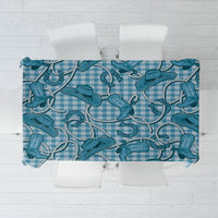 Blue Hawaii Palaka Cowboy Tablecloth Hawaiian Paniolo Festival Spirit