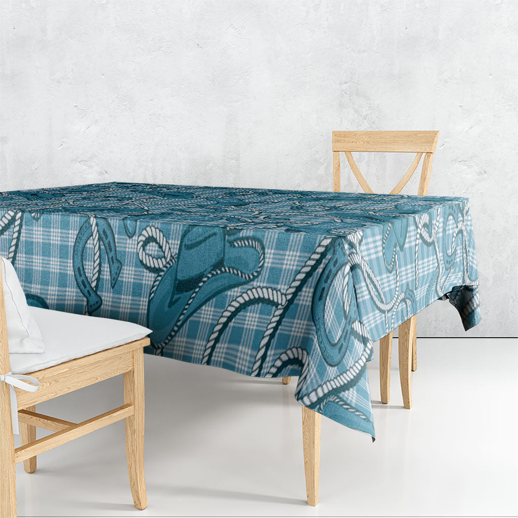 Blue Hawaii Palaka Cowboy Tablecloth Hawaiian Paniolo Festival Spirit