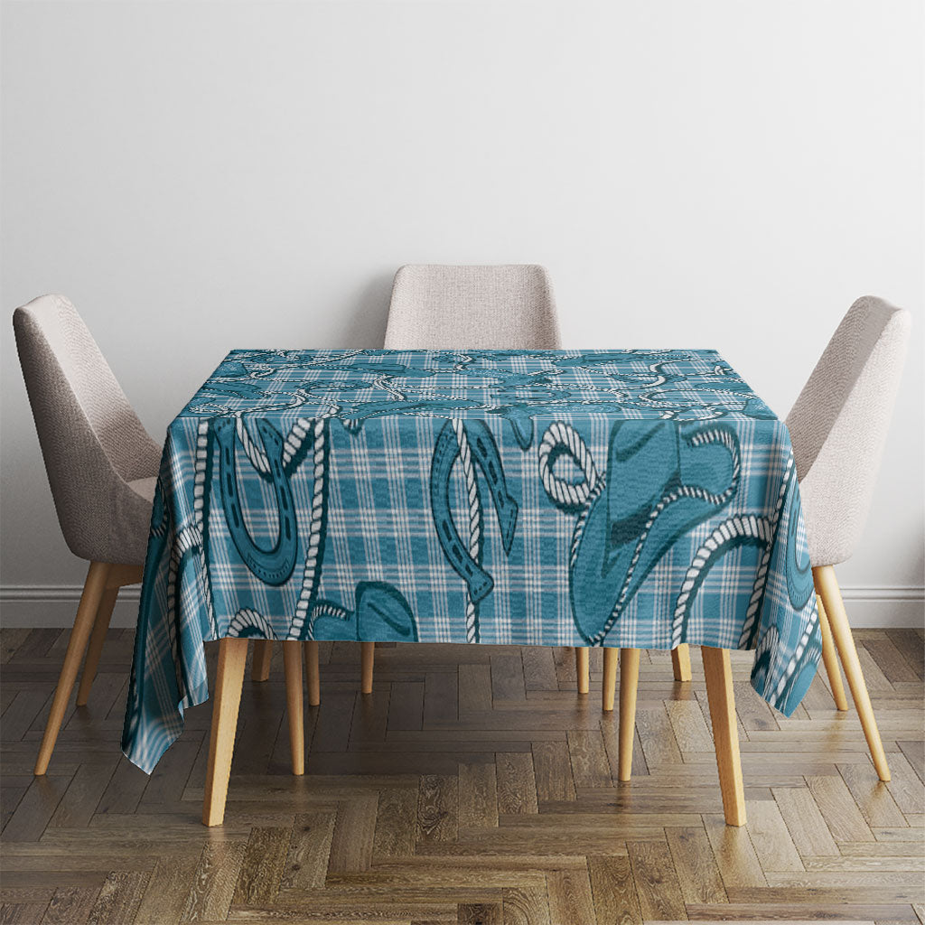 Blue Hawaii Palaka Cowboy Tablecloth Hawaiian Paniolo Festival Spirit