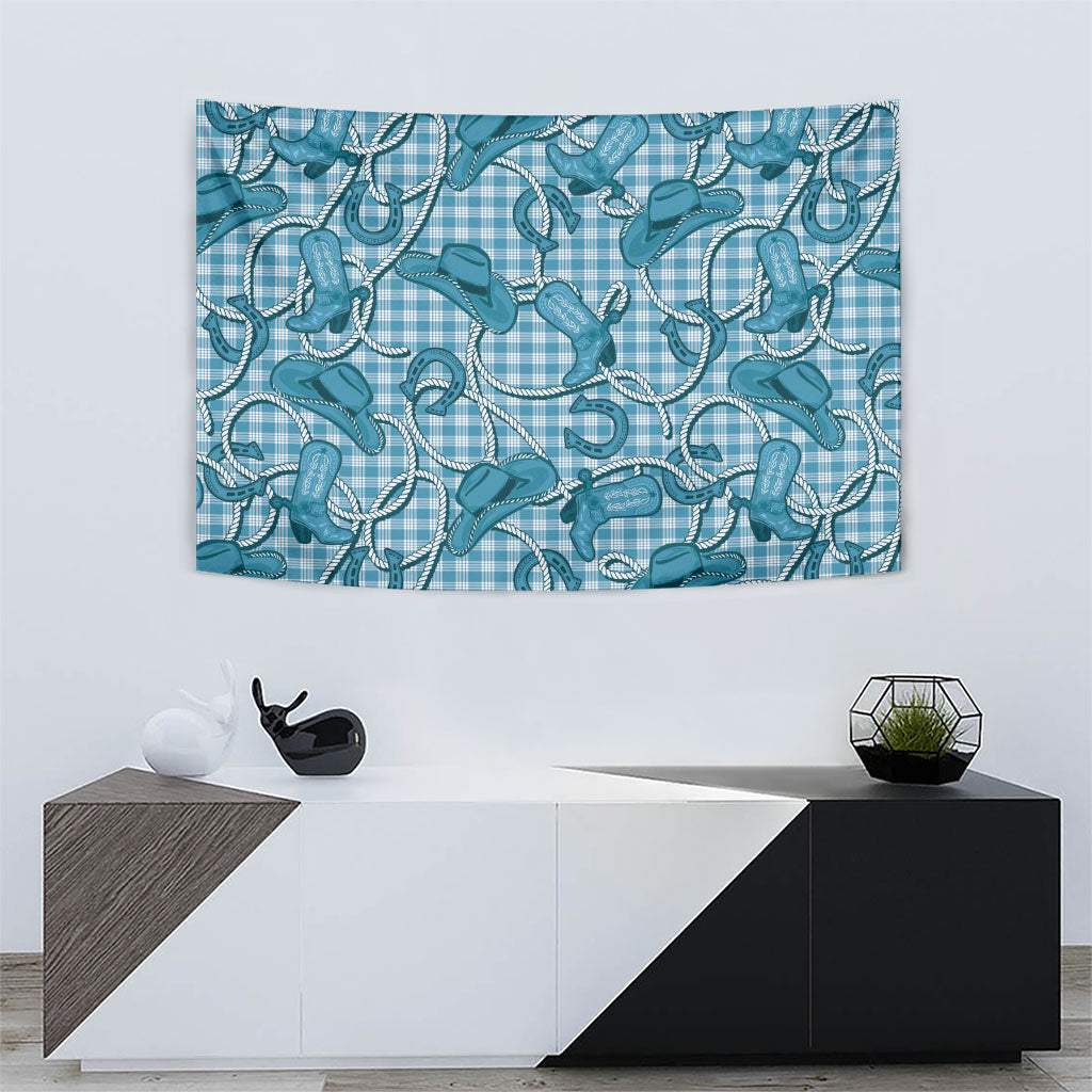 Blue Hawaii Palaka Cowboy Tapestry Hawaiian Paniolo Festival Spirit