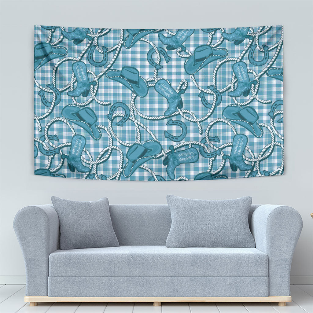 Blue Hawaii Palaka Cowboy Tapestry Hawaiian Paniolo Festival Spirit