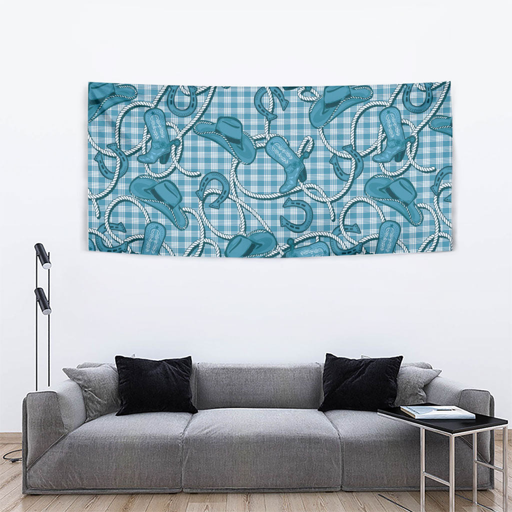 Blue Hawaii Palaka Cowboy Tapestry Hawaiian Paniolo Festival Spirit