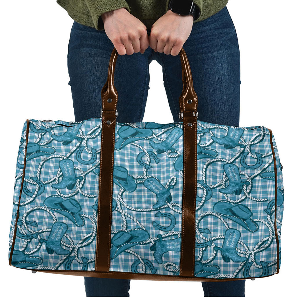 Blue Hawaii Palaka Cowboy Travel Bag Hawaiian Paniolo Festival Spirit