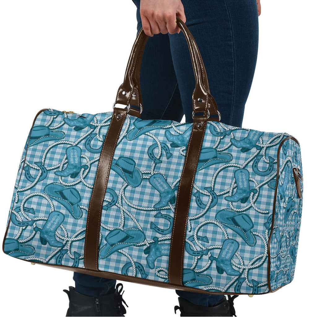 Blue Hawaii Palaka Cowboy Travel Bag Hawaiian Paniolo Festival Spirit