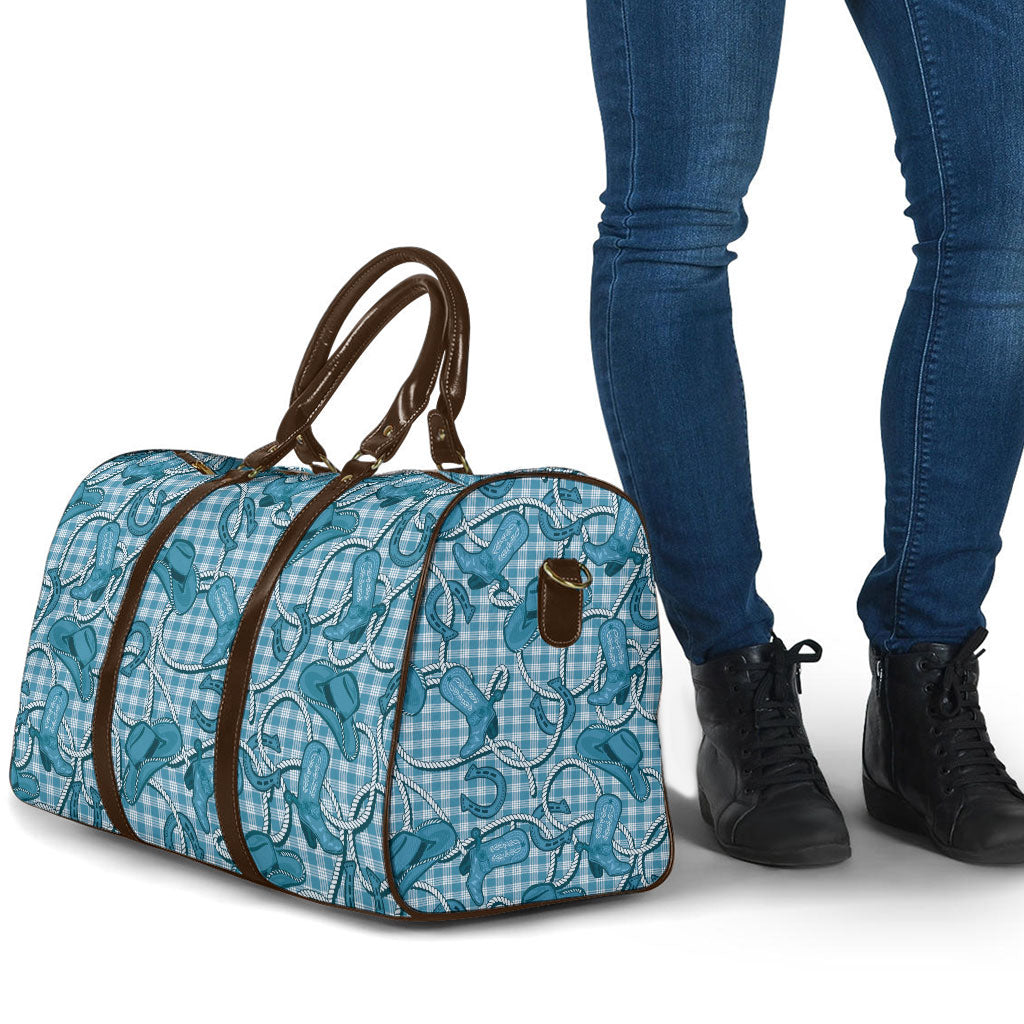 Blue Hawaii Palaka Cowboy Travel Bag Hawaiian Paniolo Festival Spirit