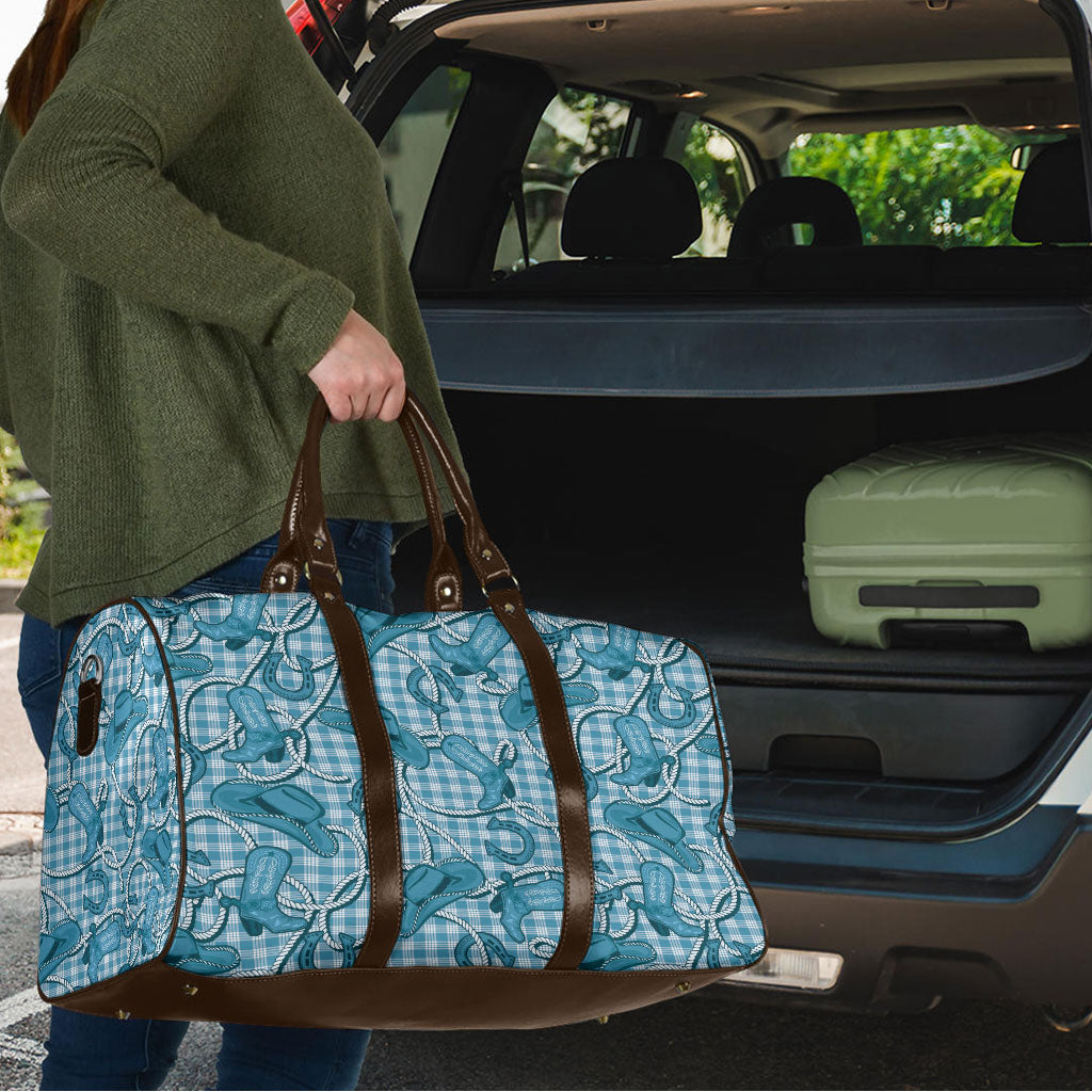 Blue Hawaii Palaka Cowboy Travel Bag Hawaiian Paniolo Festival Spirit