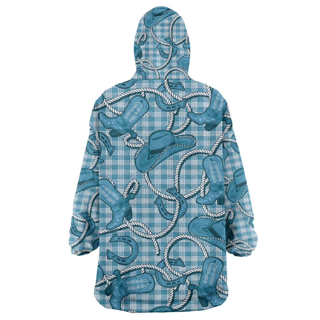 Blue Hawaii Palaka Cowboy Wearable Blanket Hoodie Hawaiian Paniolo Festival Spirit