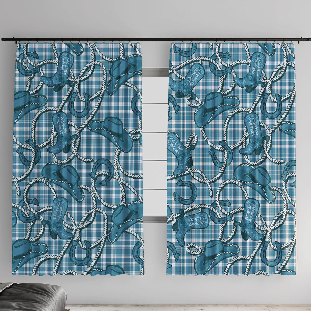 Blue Hawaii Palaka Cowboy Window Curtain Hawaiian Paniolo Festival Spirit