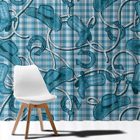 Blue Hawaii Palaka Cowboy Window Curtain Hawaiian Paniolo Festival Spirit