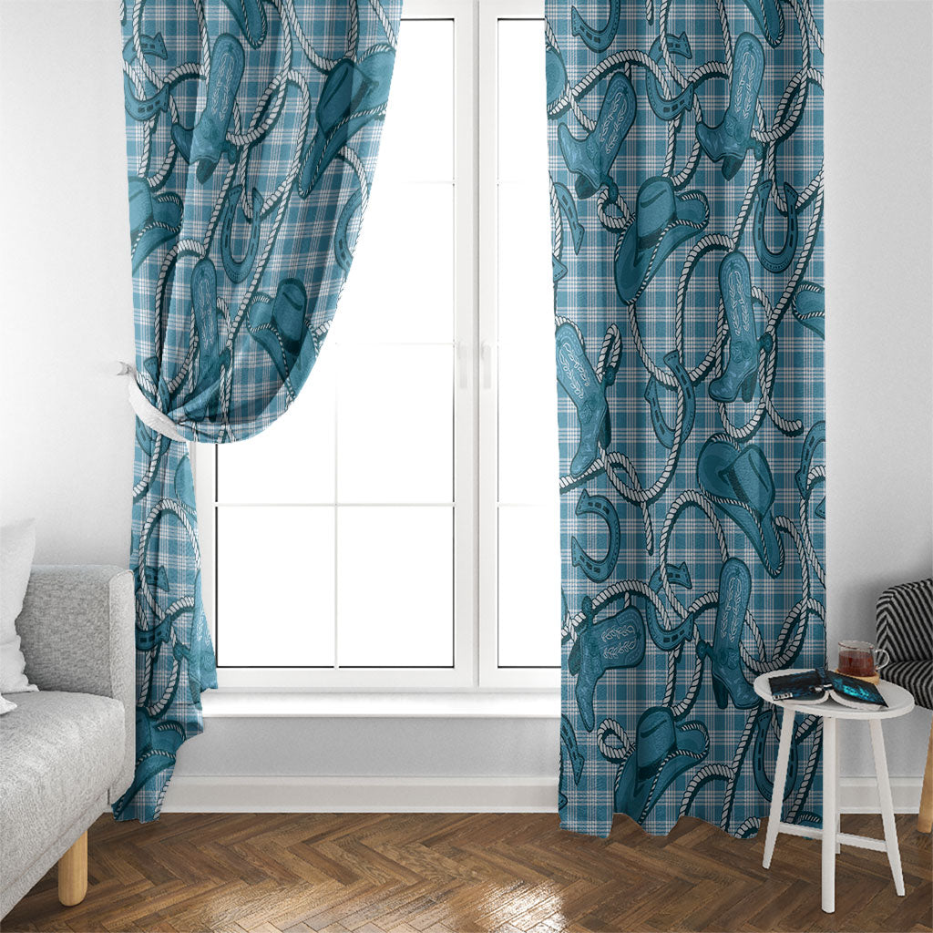 Blue Hawaii Palaka Cowboy Window Curtain Hawaiian Paniolo Festival Spirit