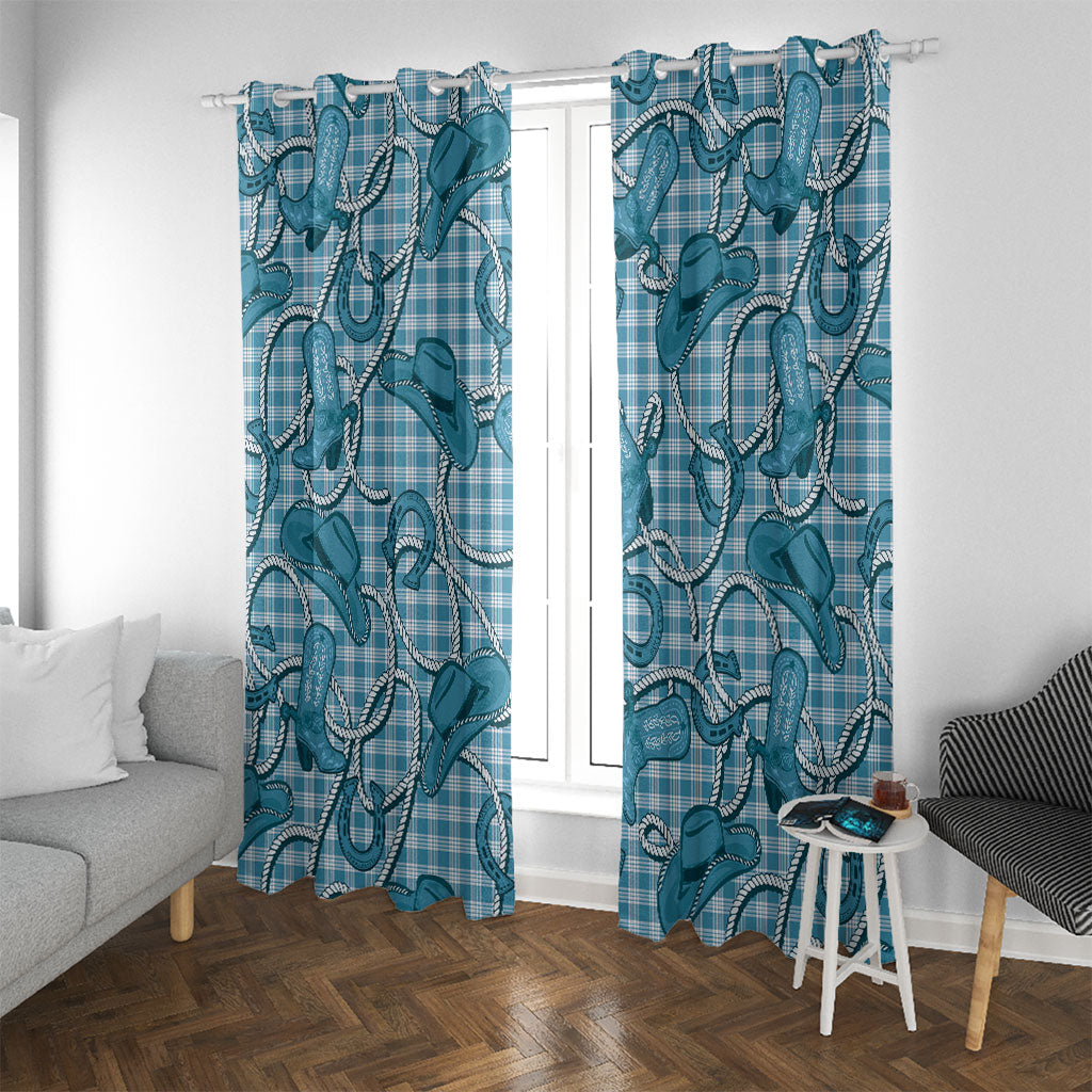Blue Hawaii Palaka Cowboy Window Curtain Hawaiian Paniolo Festival Spirit