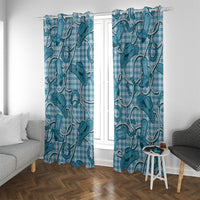 Blue Hawaii Palaka Cowboy Window Curtain Hawaiian Paniolo Festival Spirit