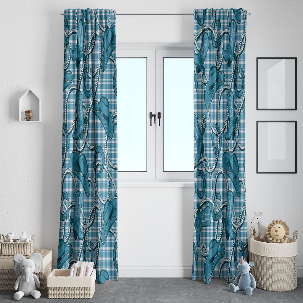 Blue Hawaii Palaka Cowboy Window Curtain Hawaiian Paniolo Festival Spirit