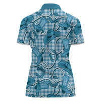 Blue Hawaii Palaka Cowboy Women Polo Shirt Hawaiian Paniolo Festival Spirit