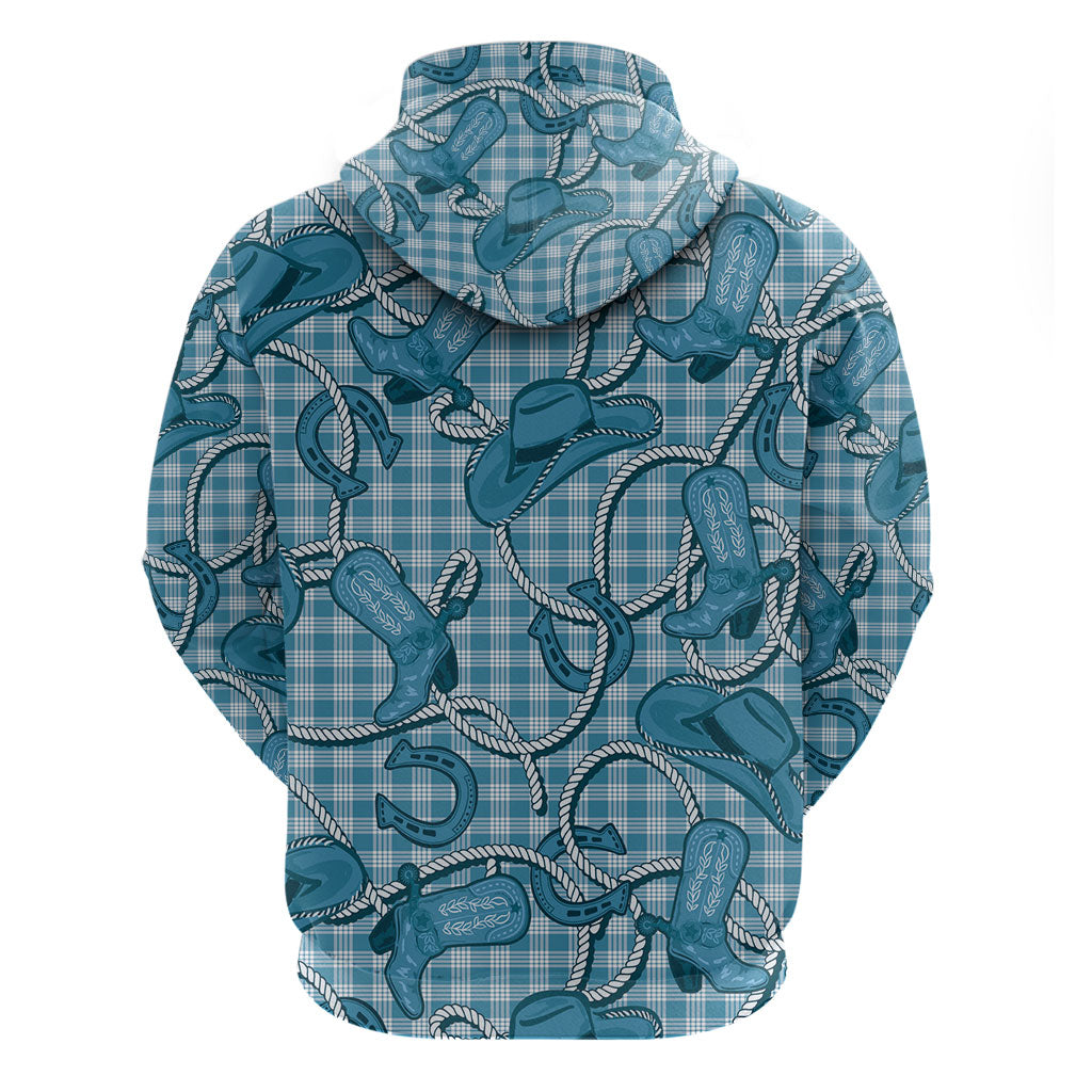 Blue Hawaii Palaka Cowboy Zip Hoodie Hawaiian Paniolo Festival Spirit
