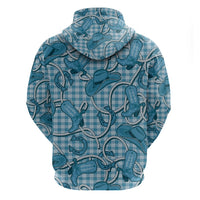 Blue Hawaii Palaka Cowboy Zip Hoodie Hawaiian Paniolo Festival Spirit