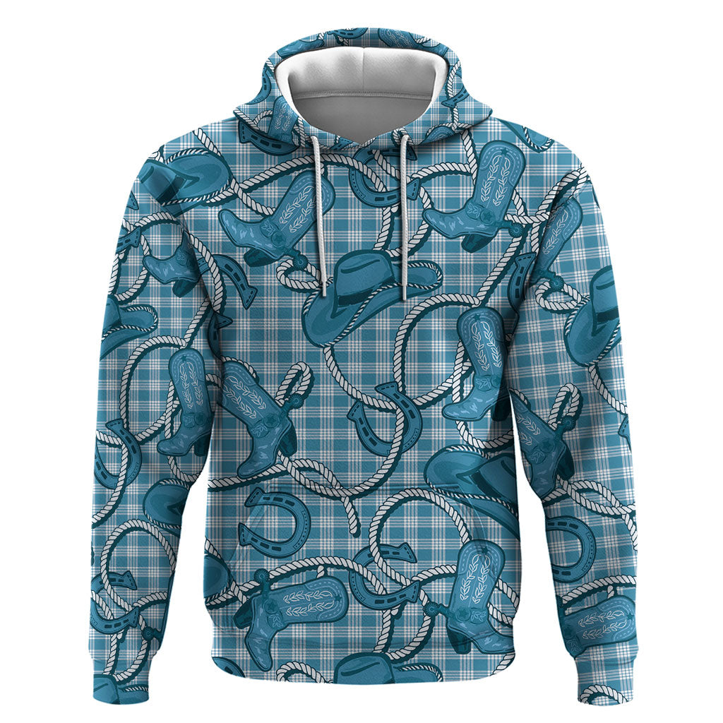Blue Hawaii Palaka Cowboy Zip Hoodie Hawaiian Paniolo Festival Spirit