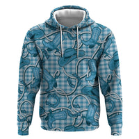 Blue Hawaii Palaka Cowboy Zip Hoodie Hawaiian Paniolo Festival Spirit