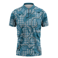 Blue Hawaii Palaka Cowboy Zipper Polo Shirt Hawaiian Paniolo Festival Spirit