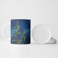 New Zealand Takahe Personalised Ceramic Mug Silver Fern Galaxy Polynesian Pattern