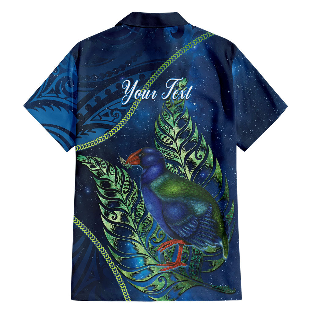 New Zealand Takahe Personalised Family Matching Off The Shoulder Long Sleeve Dress and Hawaiian Shirt Silver Fern Galaxy Polynesian Pattern