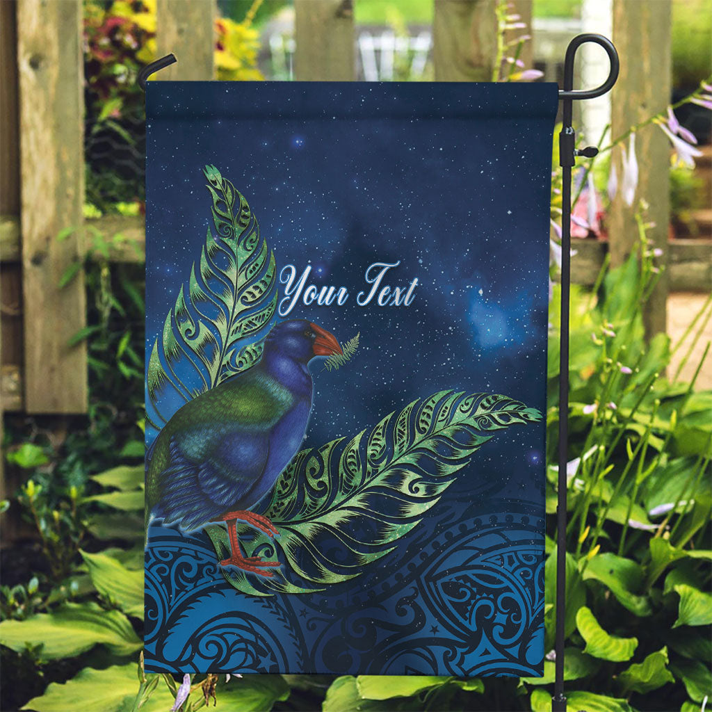 New Zealand Takahe Personalised Garden Flag Silver Fern Galaxy Polynesian Pattern