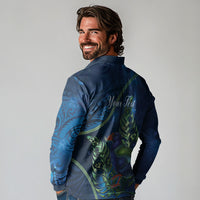 New Zealand Takahe Personalised Long Sleeve Polo Shirt Silver Fern Galaxy Polynesian Pattern