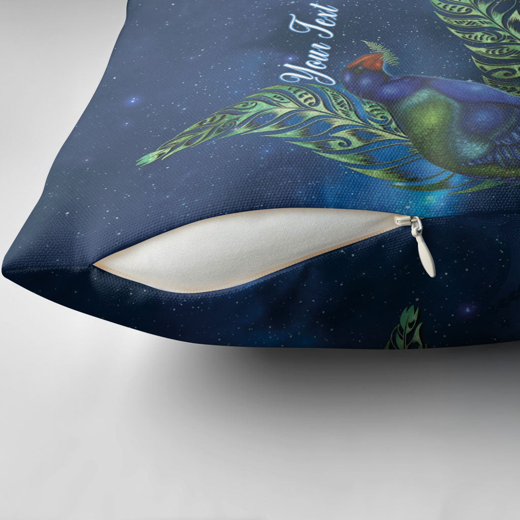 New Zealand Takahe Personalised Pillow Cover Silver Fern Galaxy Polynesian Pattern