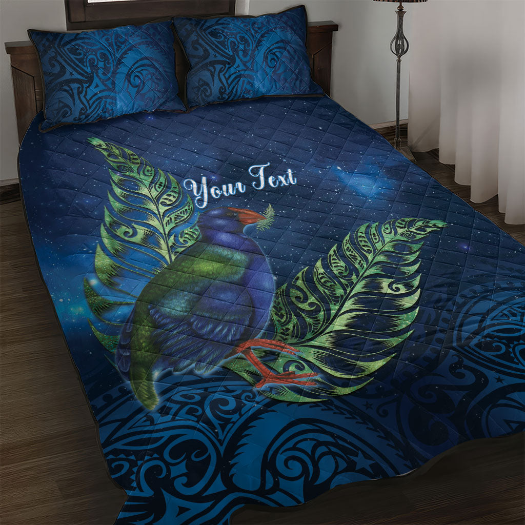 New Zealand Takahe Personalised Quilt Bed Set Silver Fern Galaxy Polynesian Pattern