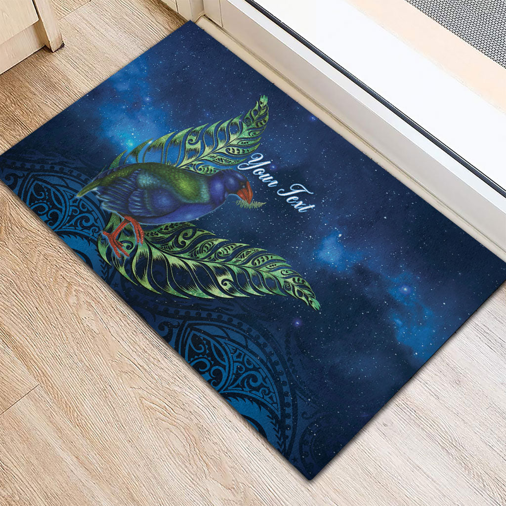 New Zealand Takahe Personalised Rubber Doormat Silver Fern Galaxy Polynesian Pattern