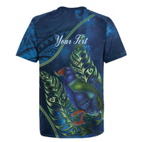 New Zealand Takahe Personalised Rugby Jersey Silver Fern Galaxy Polynesian Pattern