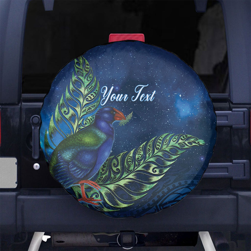 New Zealand Takahe Personalised Spare Tire Cover Silver Fern Galaxy Polynesian Pattern