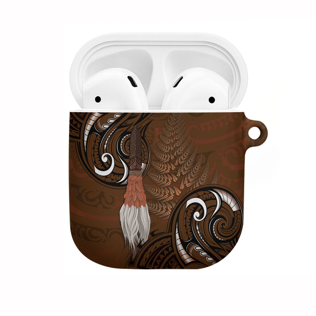 New Zealand Taiaha AirPods Case Maori Weapon Silver Fern Maori Pattern