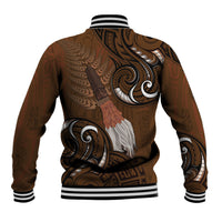 New Zealand Taiaha Baseball Jacket Maori Weapon Silver Fern Maori Pattern
