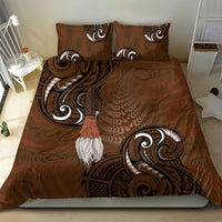 New Zealand Taiaha Bedding Set Maori Weapon Silver Fern Maori Pattern