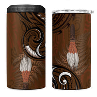 New Zealand Taiaha 4 in 1 Can Cooler Tumbler Maori Weapon Silver Fern Maori Pattern