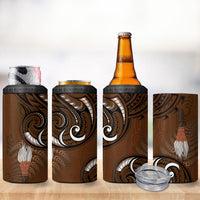 New Zealand Taiaha 4 in 1 Can Cooler Tumbler Maori Weapon Silver Fern Maori Pattern