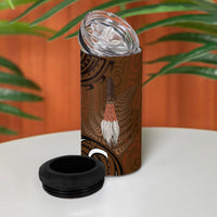 New Zealand Taiaha 4 in 1 Can Cooler Tumbler Maori Weapon Silver Fern Maori Pattern