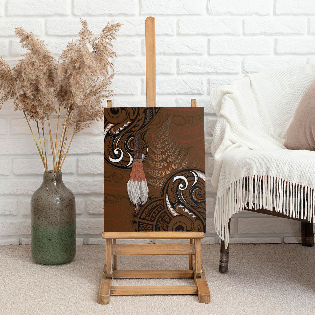 New Zealand Taiaha Canvas Wall Art Maori Weapon Silver Fern Maori Pattern
